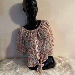 Body Central sm sheer tie crop top